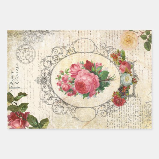 フローラビクトリアンエフエマデクページ ラッピングペーパーシート (正面3)