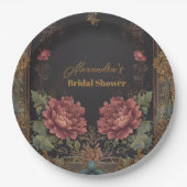 フローラビクトリアンゴシックブライダルシャワー ペーパープレート (正面)