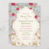フローラビクトリアンシャビーシックパーティの招待状 招待状 (正面/裏面)