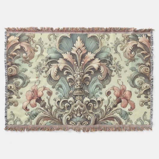 フローラビクトリアンダマスクパターン スローブランケット (正面)