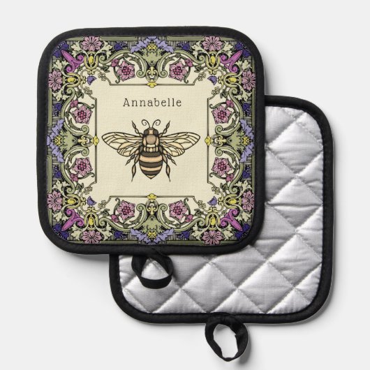 フローラビクトリアンビーのパーソナライズ 鍋敷き (正面/裏面)