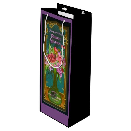 フローラビクトリアンブーケ香水ラベル ワインギフトバッグ (正面アングル)