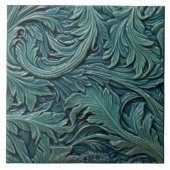 フローラビクトリアンモリス緑葉のパターン タイル (正面)