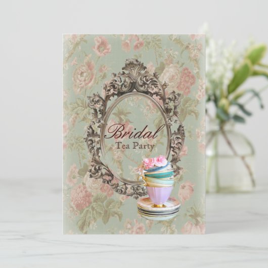 フローラビクトリアン植物性ブライダルシャワー茶パーティー 招待状 (スタンド正面)