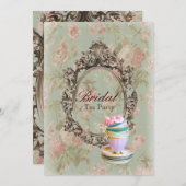 フローラビクトリアン植物性ブライダルシャワー茶パーティー 招待状 (正面/裏面)