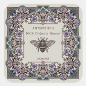 フローラビクトリアン2つのハニーラベルのパーソナライズ スクエアシール (正面)