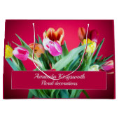 フローラビジネス包装カラフルチューリップ赤 ラージペーパーバッグ (正面)