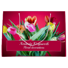 フローラビジネス包装カラフルチューリップ赤 ラージペーパーバッグ