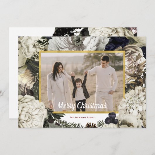 フローラビンテージクリスマス写真 シーズンカード (正面/裏面)