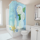 フローラビーチあじさいコテージスターフィッシュシーガラス シャワーカーテン (インサイチュ)