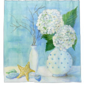 フローラビーチあじさいコテージスターフィッシュシーガラス シャワーカーテン (正面)