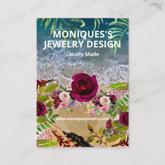 フローラビーチシーガラスイヤリングディスプレイカード 名刺 (正面)