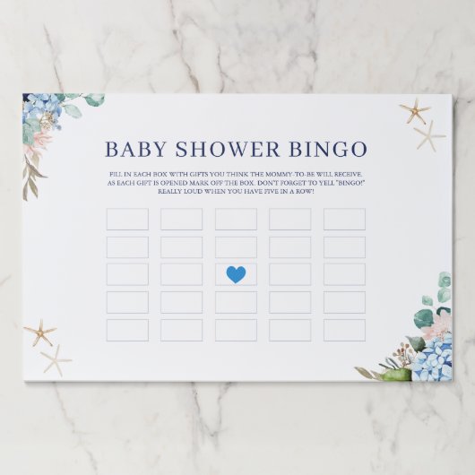 フローラビーチベビーシャワービンゴゲーム ペーパーパッド (正面)