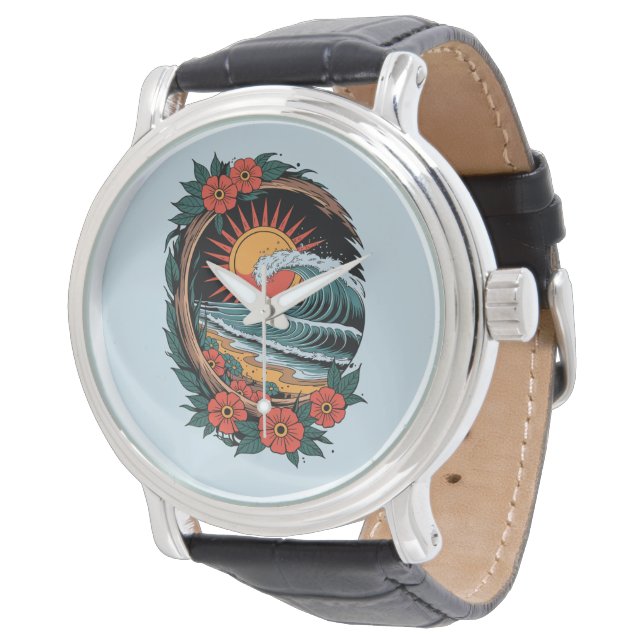 フローラビーチラバーサンセットバケーションギフトレトロ 腕時計 (アングル)