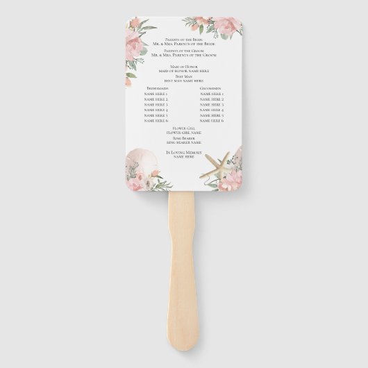 フローラビーチ結婚式プログラムファン ハンドファン (裏面)