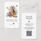 フローラビーハイブウォーターカラービーキーパーQrコード 名刺 (正面/裏面)