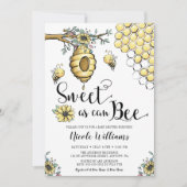 フローラビーハイブハニースイートビーガールベビーシャワー 招待状 (正面)