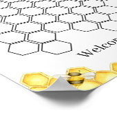 フローラビーハニカムベイビーシャワー招待券の看板 ポスター (角)