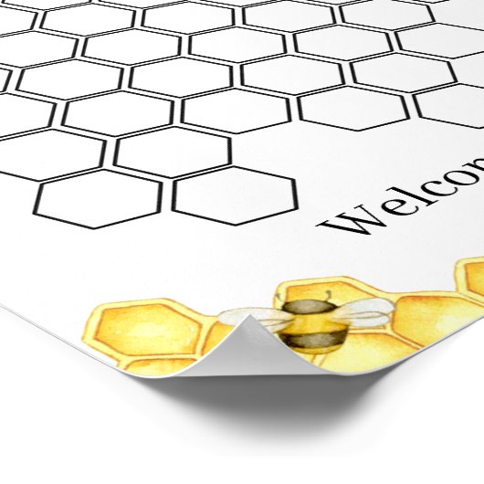 フローラビーハニカムベイビーシャワー招待券の看板 ポスター (角)