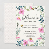 フローラビーファースト誕生日 招待状 (正面/裏面)