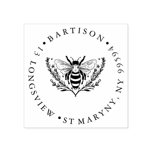 フローラビー丸差出人住所ゴム印 ラバースタンプ (インプリント)