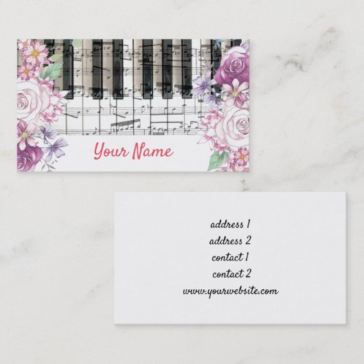 フローラピアノ先生 名刺 (正面/裏面)