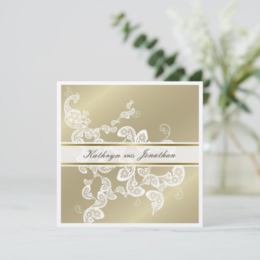 フローラピエレガントーコックホワイト結婚式招待状 招待状 (スタンド正面)