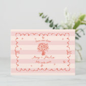 フローラピストライプンク植物日付写真を保存 招待状 (スタンド正面)