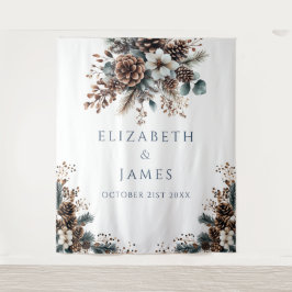 フローラピネコーンウェディングパーティー写真ブース背景 タペストリー