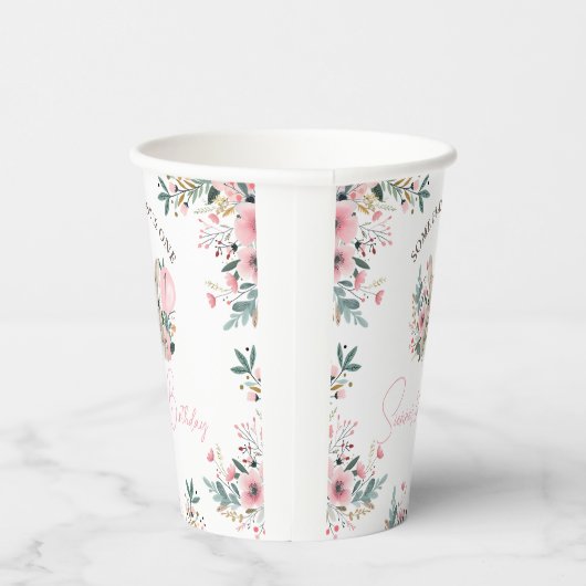 フローラピンクあるバニーが1歳の誕生日を迎える 紙コップ (右)