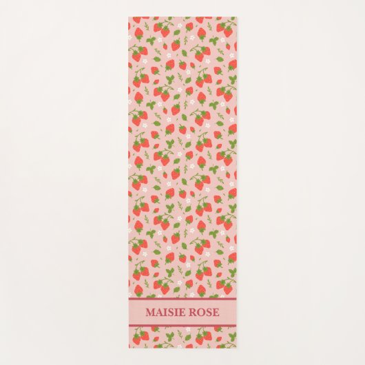 フローラピンクいちごパタパーソナライズされたーン ヨガマット (正面)