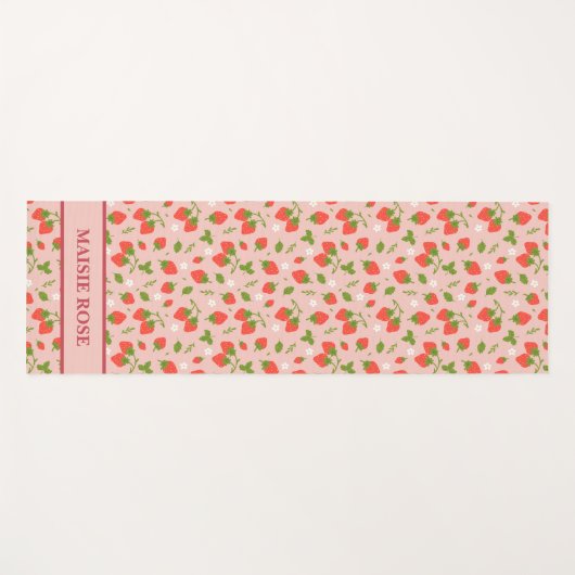 フローラピンクいちごパタパーソナライズされたーン ヨガマット (正面(横))