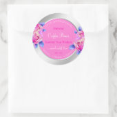 フローラピンクおよびシルバー製品の包装ラベル ラウンドシール (バッグ)