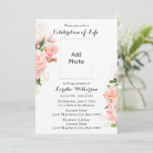 フローラピンクお祝いの写真 招待状 (スタンド正面)