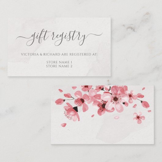 フローラピンクさくらんぼ結婚ブロッサムのギフト登録 エンクロージャーカード (正面/裏面)