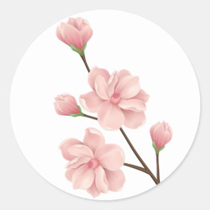 フローラピンクさくらんぼ花の花婚式 ラウンドシール