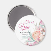 フローラピンクとオレンジ結婚の感謝 マグネット (正面/裏面)
