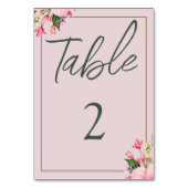 フローラピンクとグリーンテーブルカード テーブルナンバー (裏面)