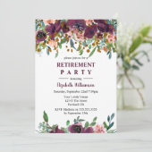 フローラピンクとブルゴーニュの退職パーティー 招待状 (スタンド正面)