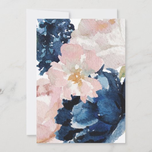 フローラピンクと海軍のジェンダーが赤ちゃんシャワーを明かす 招待状 (裏面)