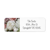 フローラピンクと白のスクリプト差出人住所 ラベル (正面)