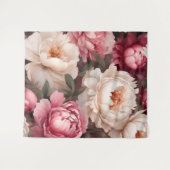 フローラピンクと白の牡丹タペストリー タペストリー (正面(横))