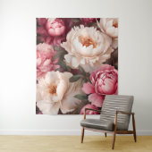 フローラピンクと白の牡丹タペストリー タペストリー (インサイチュ)