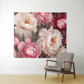 フローラピンクと白の牡丹タペストリー タペストリー (インサイチュ(横))