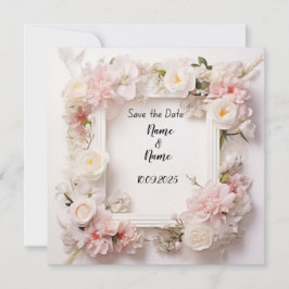 フローラピンクと白結婚式招待状 招待状