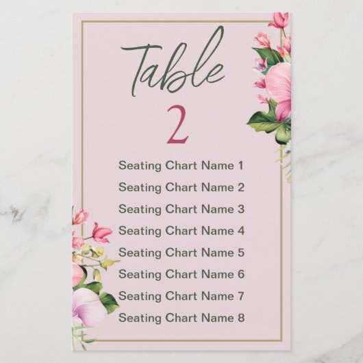 フローラピンクと緑のシャワーの座席表 (正面)