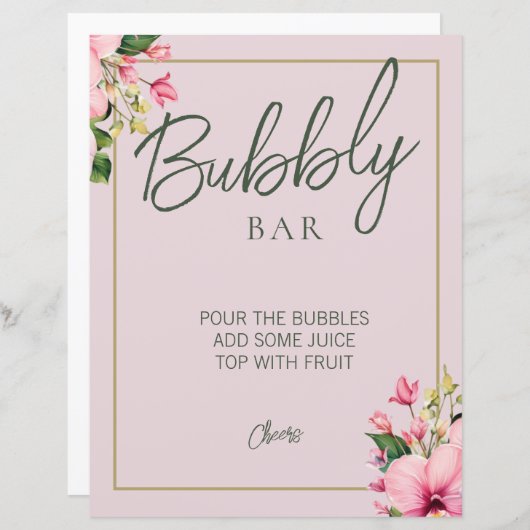 フローラピンクと緑バブリーバー標識 (正面/裏面)