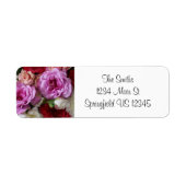 フローラピンクと赤の差出人住所ラベル ラベル (正面)