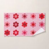 フローラピンクと赤の花 バスタオルセット (ハンドタオル)