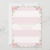 フローラピンクと金ゴールドの女性へのバプテスマの招待 招待状 (裏面)